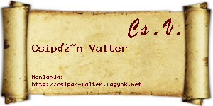 Csipán Valter névjegykártya